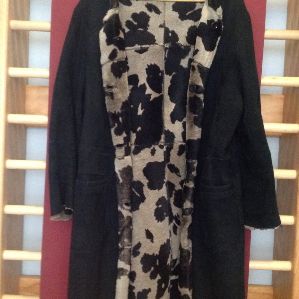 Vakko Shearling Hooded Reversible Coat M EUC